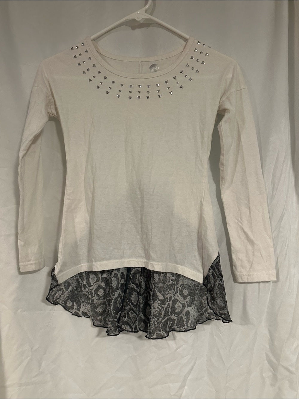 total girl Cream Long Sleeve Top with Silver Logo Detail
